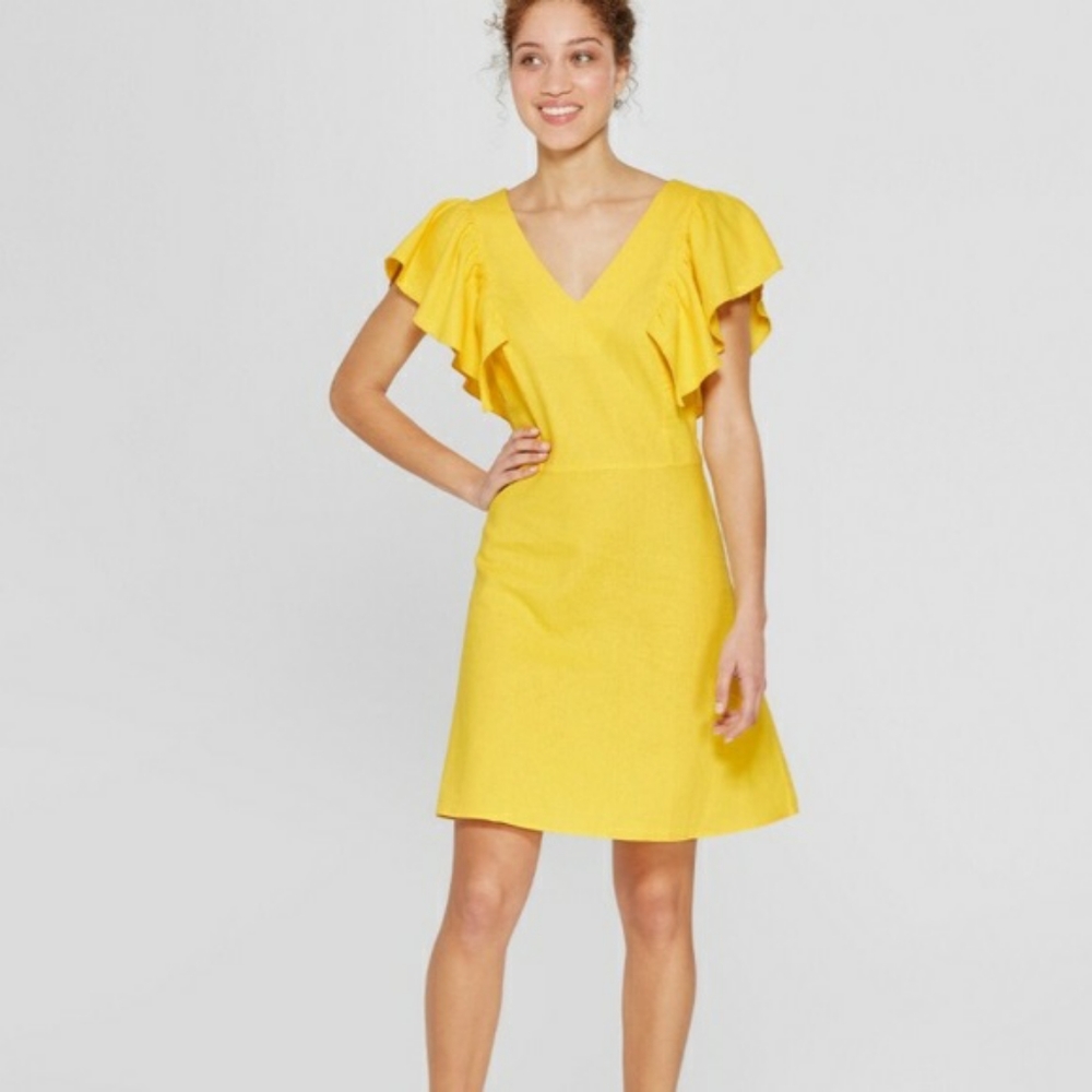 a new day Ruffle Sleeve Minidress Linen Blend sz 2